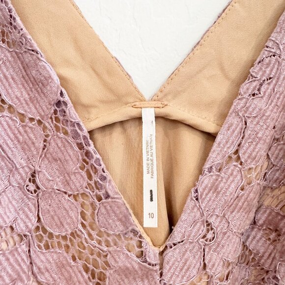 Free People Dangerous Love Floral Lace V-Neck Mini Dress Boho Party Cocktail 10 - Picture 7 of 11
